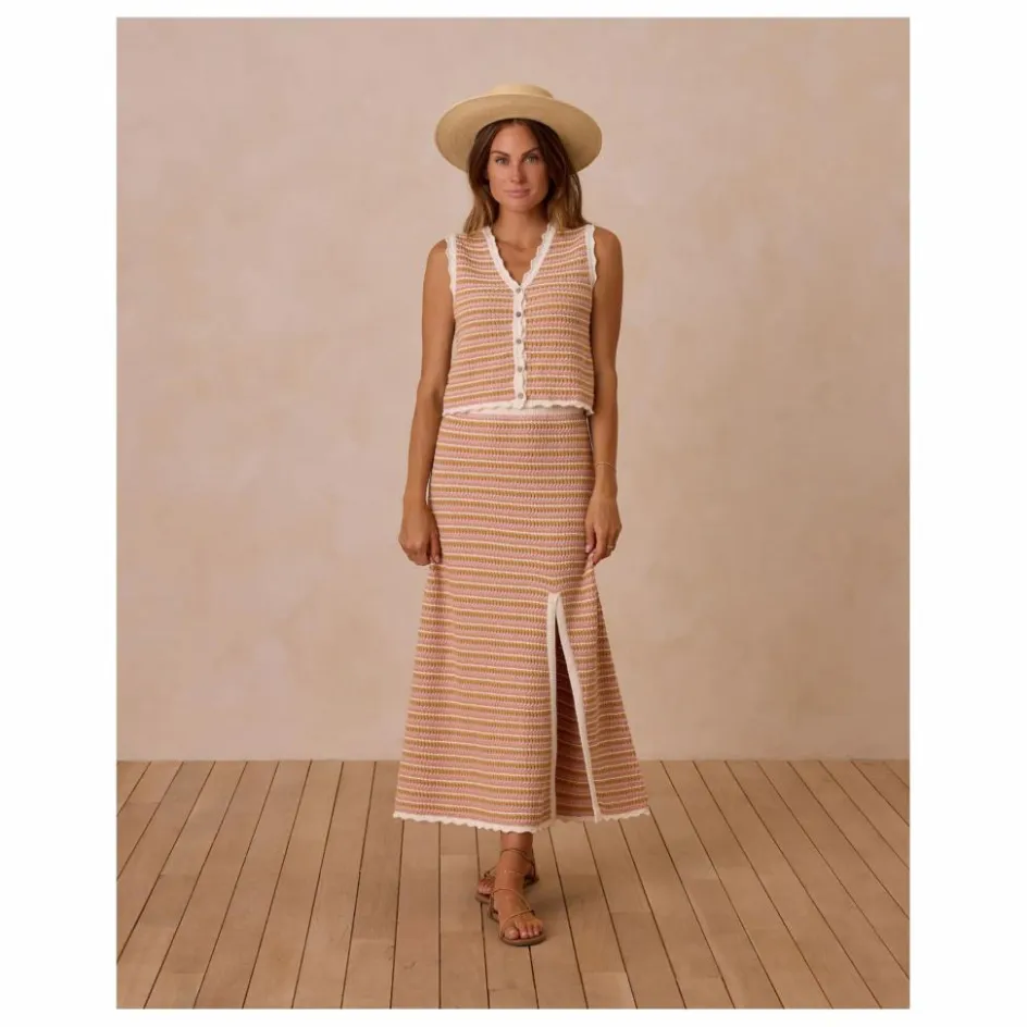 Rylee + Cru Jupe Rayure Maille | Rose