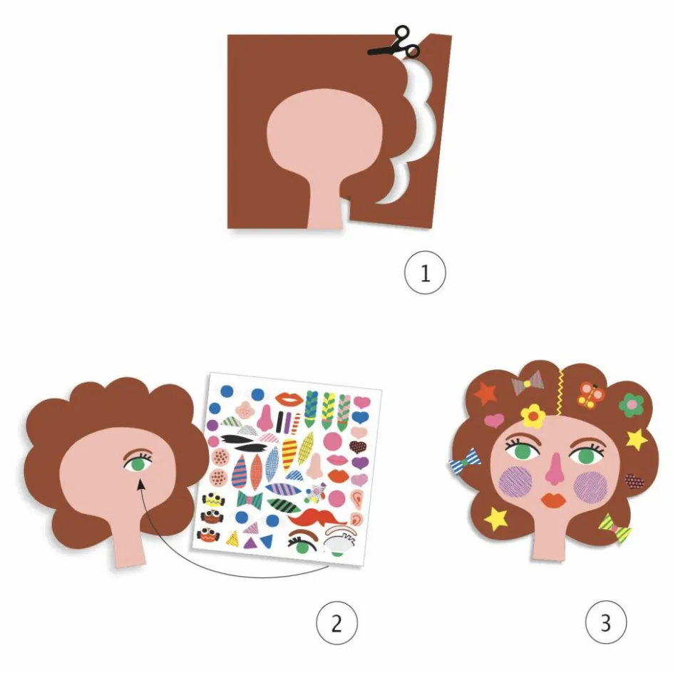 Sale Djeco Kit de stickers Coiffeur Multicolore