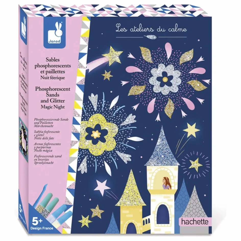 Janod Kit sables phosphorescents et paillettes Nuit Féerique - x Hachette Multicolore