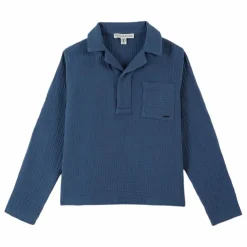 New Emile et Ida Kurta Moustache Gaze de Coton | Bleu
