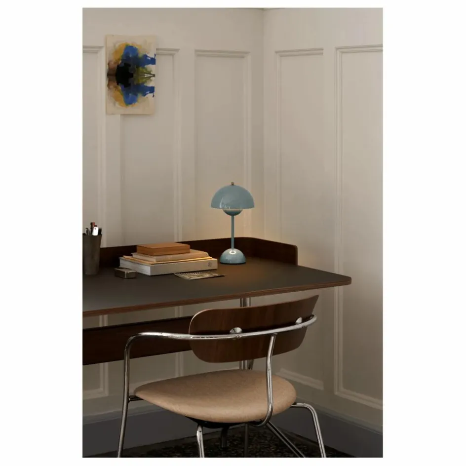 Outlet & Tradition Lampe à poser portative Flowerpot VP9, Verner Panton | Bleu gris