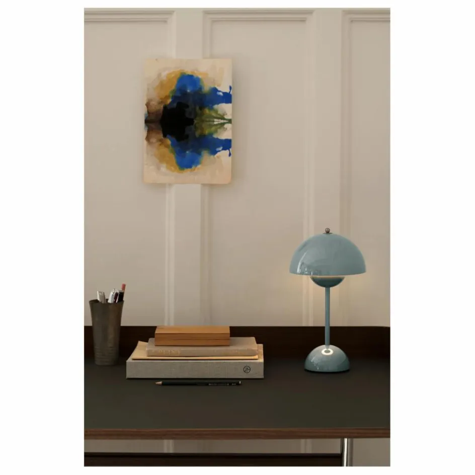 Outlet & Tradition Lampe à poser portative Flowerpot VP9, Verner Panton | Bleu gris