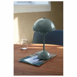 Outlet & Tradition Lampe à poser portative Flowerpot VP9, Verner Panton | Bleu gris
