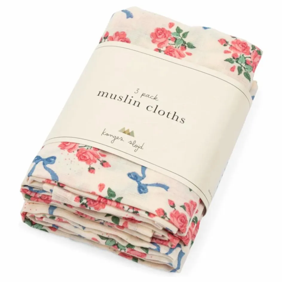 New Konges Sløjd Langes en coton bio Bella Rosita - Set de 3 | Rose