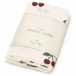 Clearance Konges Sløjd Langes en coton bio Cherry - Set de 3 | Rouge cerise