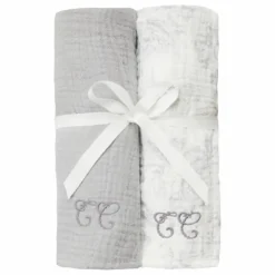 New Tartine et Chocolat Langes Toile de Jouy - Set de 2 | Gris