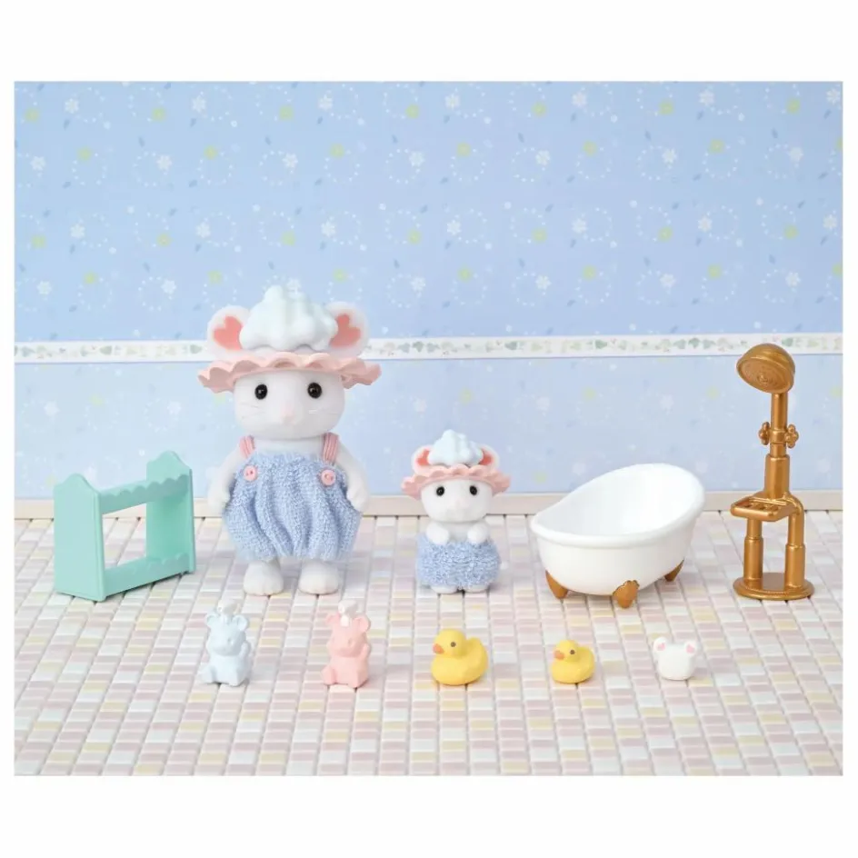 Sylvanian Families Le bain des frères Souris Marshmallow| Maisons De Poupées
