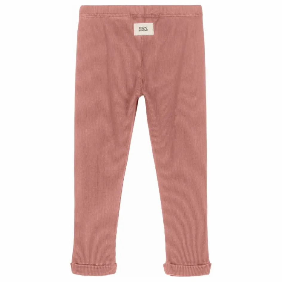 Outlet Studio Bohème Legging Côtelé Rom-Pom Coton Bio | Rose