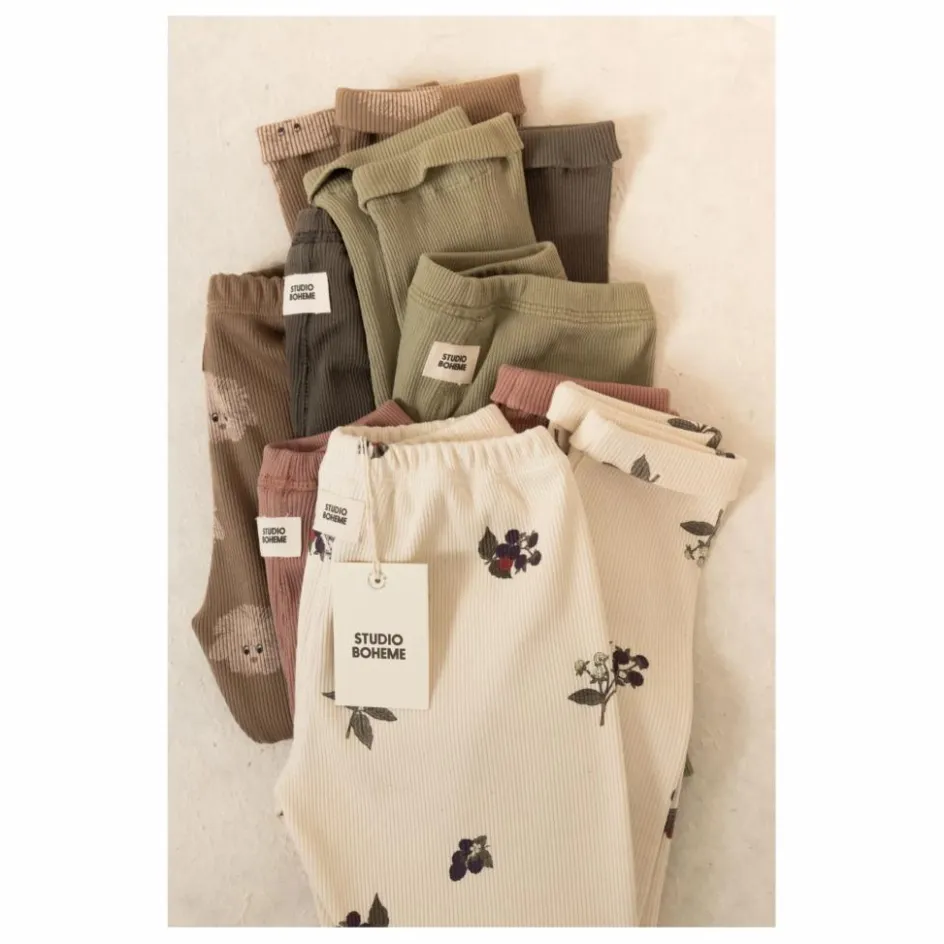 Enfant Studio Bohème Pantalons, Joggers|Pantalons Jeggings*Legging Côtelé Rom-Pom Mûres Coton Bio |