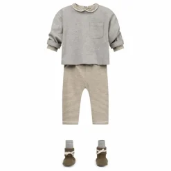 Sale Gray Label Legging Rayures Mini Coton Bio | Brun kaki