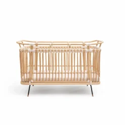Bermbach Handcrafted Lit bébé Paul en rotin - Liens coton| Cadeau De Naissance