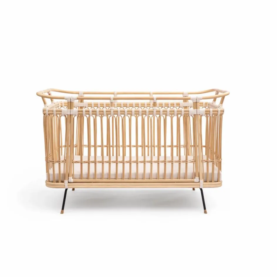 Bermbach Handcrafted Lit bébé Paul en rotin - Liens coton| Cadeau De Naissance
