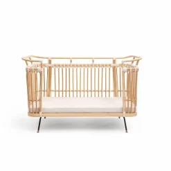 Bermbach Handcrafted Lit bébé Paul en rotin - Liens coton| Cadeau De Naissance