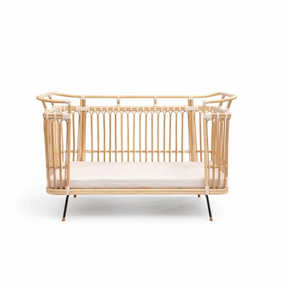 Bermbach Handcrafted Lit bébé Paul en rotin - Liens coton| Cadeau De Naissance