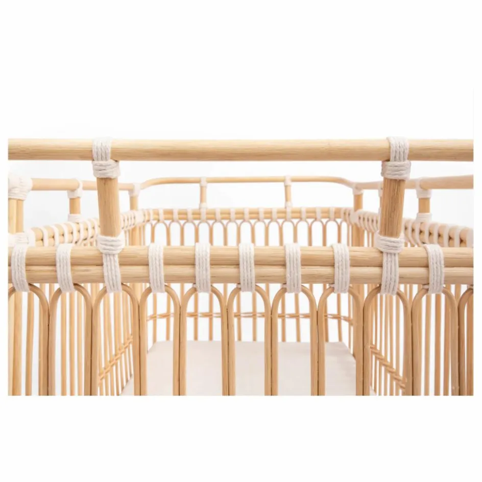 Bermbach Handcrafted Lit bébé Paul en rotin - Liens coton| Cadeau De Naissance