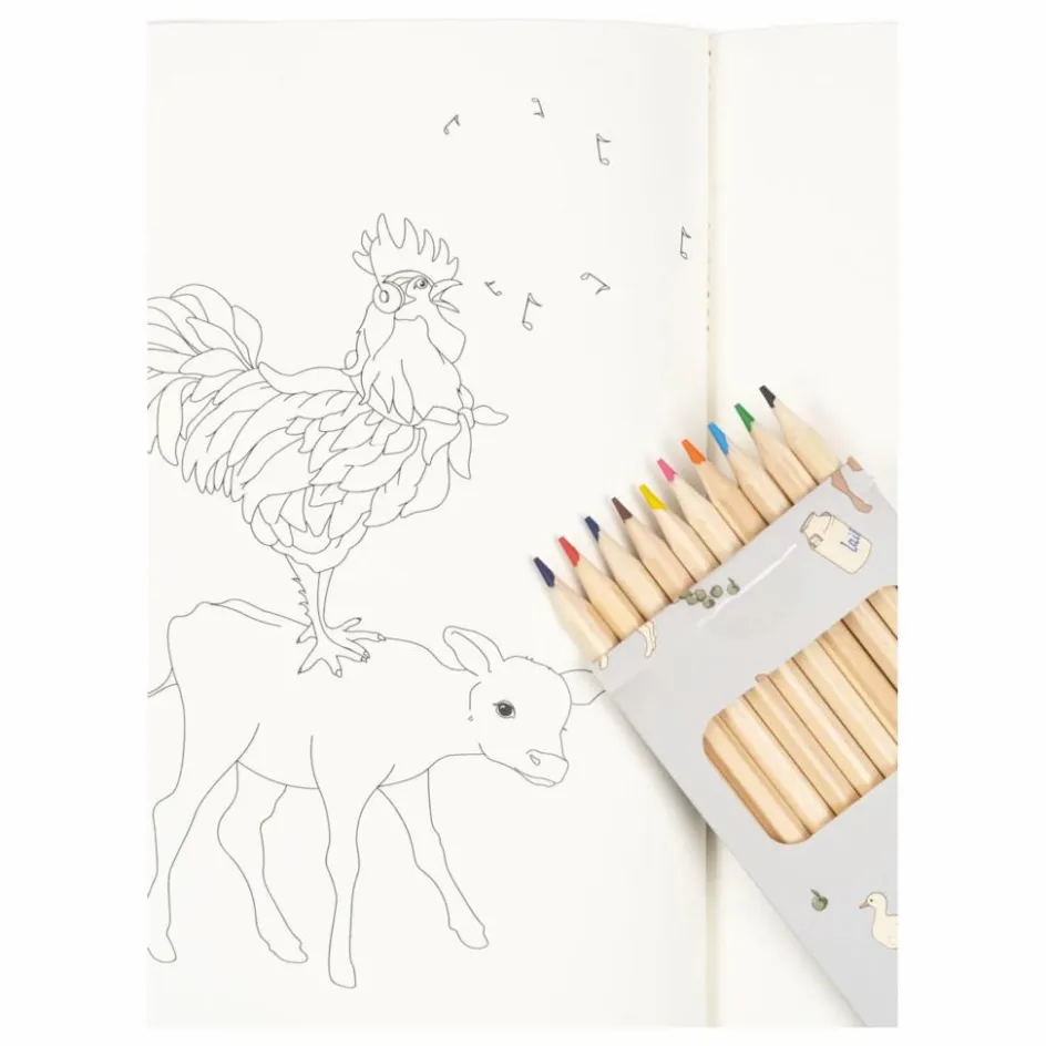Best Konges Sløjd Livre de coloriage et crayons de couleurs Farm | Bleu