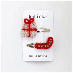 Enfant Kalinka Accessoires De Mode*Lot 2 Barrettes Noël Laine Mérinos |