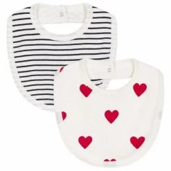 Petit Bateau Bavoirs|Puériculture*Lot 2 Bavoirs Cœurs |