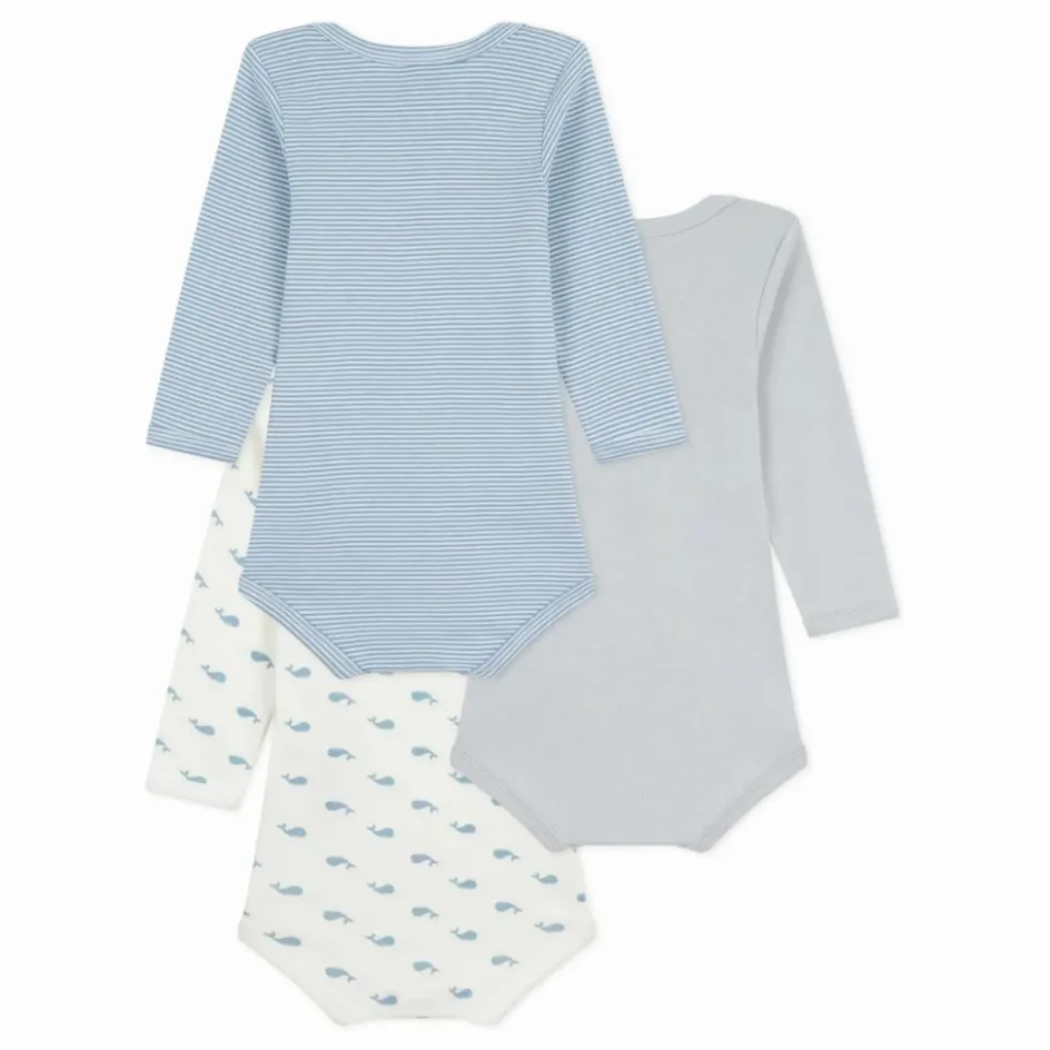 Petit Bateau Bodies, Combinaisons|Pyjamas Et Bodies*Lot 3 Bodies Baleines Coton Bio |