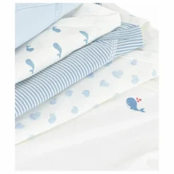 Petit Bateau Lot 5 Bodies Cache-Coeur Baleines Coton Bio || Bodies, Combinaisons|Pyjamas Et Bodies