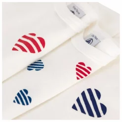 Petit Bateau Lot 3 Bodies Cœur Rayé Coton Bio || Pyjamas Et Bodies|Premières Tenues