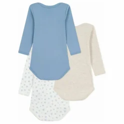 New Petit Bateau Lot 3 Bodies Cœurs Coton Bio | Bleu