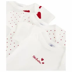 Sale Petit Bateau Lot 3 Bodies Cœurs Coton Bio | Rouge