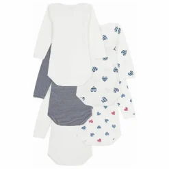 Petit Bateau Bodies, Combinaisons|Pyjamas Et Bodies*Lot 5 Bodies Cœurs Coton Bio |