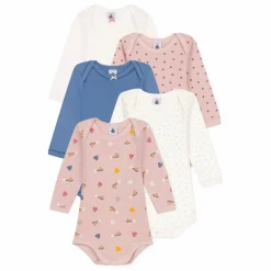 Outlet Petit Bateau Lot 5 Bodies Etoiles Filantes | Rose