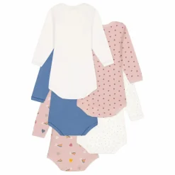 Outlet Petit Bateau Lot 5 Bodies Etoiles Filantes | Rose