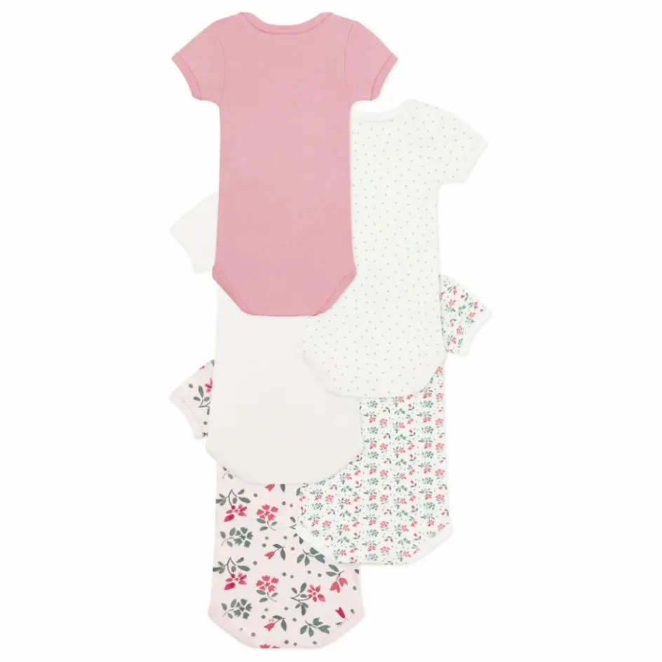 Sale Petit Bateau Lot 5 Bodies Germaine Coton Bio | Rose