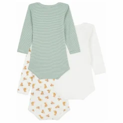 Hot Petit Bateau Lot 3 Bodies Guépards Coton Bio | Blanc