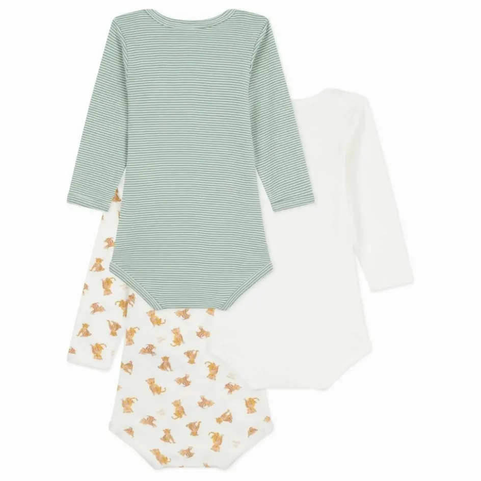 Hot Petit Bateau Lot 3 Bodies Guépards Coton Bio | Blanc