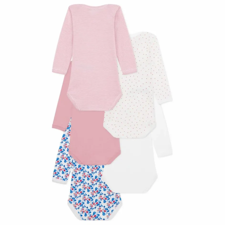 Petit Bateau Premières Tenues|Pyjamas Et Bodies*Lot 5 Bodies Minibloom Coton Bio |