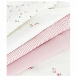 Clearance Petit Bateau Lot 5 Bodies Rayés Coton Bio | Rose