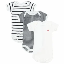 Petit Bateau Lot 3 Bodies Sans Manches Marinière Coton Bio || Premières Tenues|Pyjamas Et Bodies