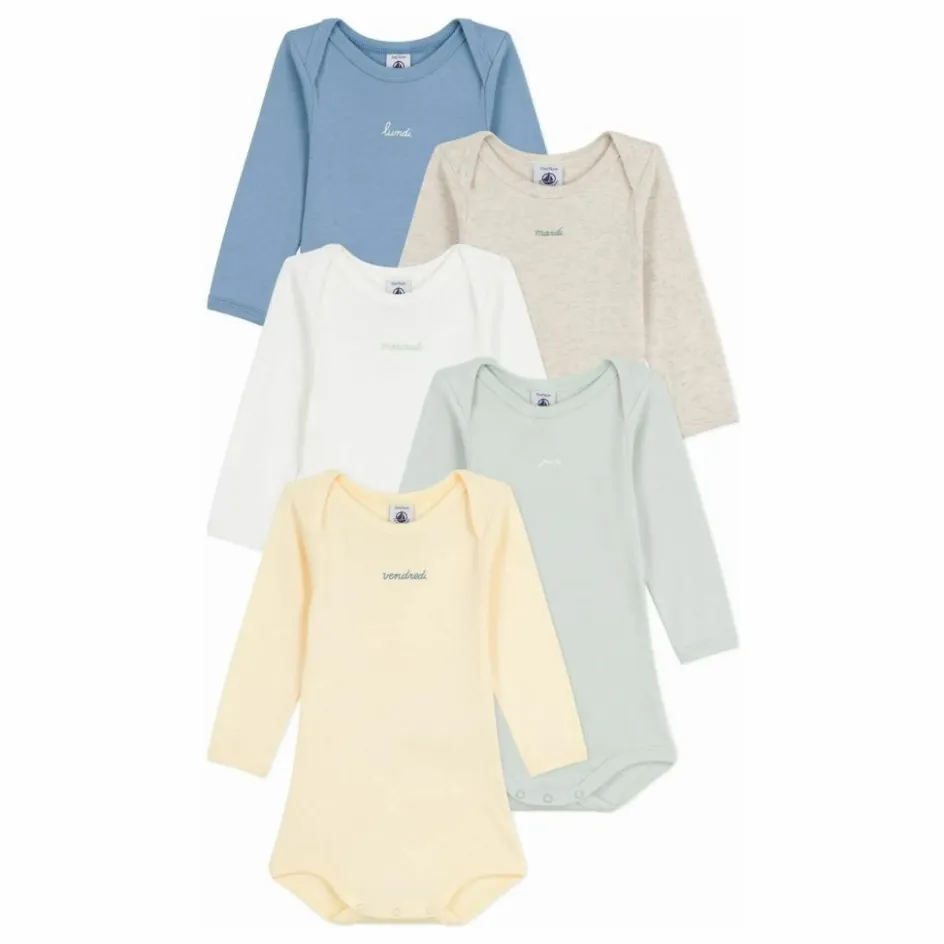 Hot Petit Bateau Lot 5 Bodies Semainier Coton Bio | Jaune