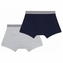 Sale Petit Bateau Lot 2 Boxers Bande Rayée | Gris chiné