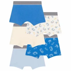 Petit Bateau Lot 5 Boxers Blueboard Coton Bio | Bleu