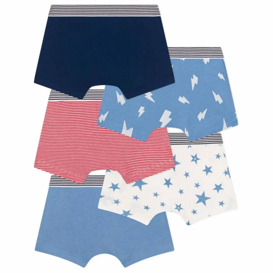 Enfant Petit Bateau Nuit, Sous-Vêtements*Lot 5 Boxers Flash Coton Bio |