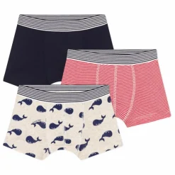 Hot Petit Bateau Lot 3 Boxers Mobidic Coton Bio | Bleu marine
