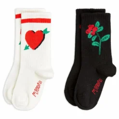 Clearance Mini Rodini Lot 2 Chaussettes Coeur Coton Bio | Blanc