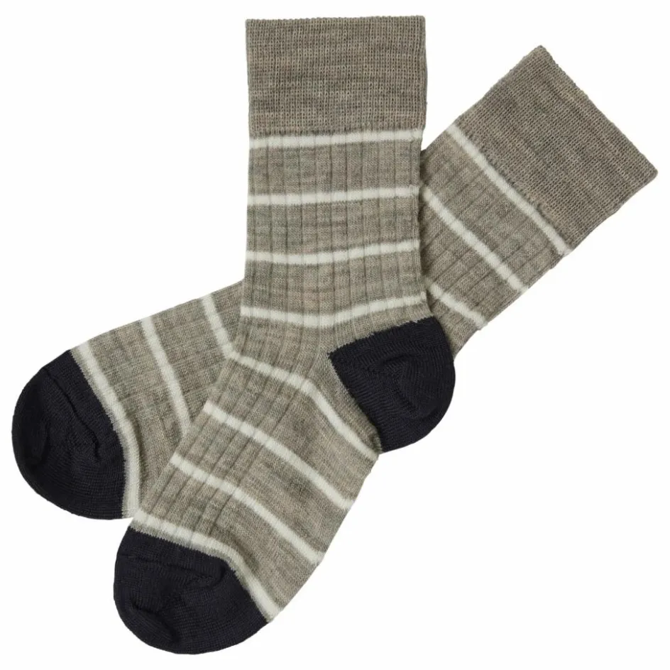 New FUB Lot 2 Chaussettes Rayure Fine Laine | Noisette