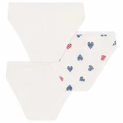 Online Petit Bateau Lot 3 Culottes Cœur Rayé Coton Bio | Ecru