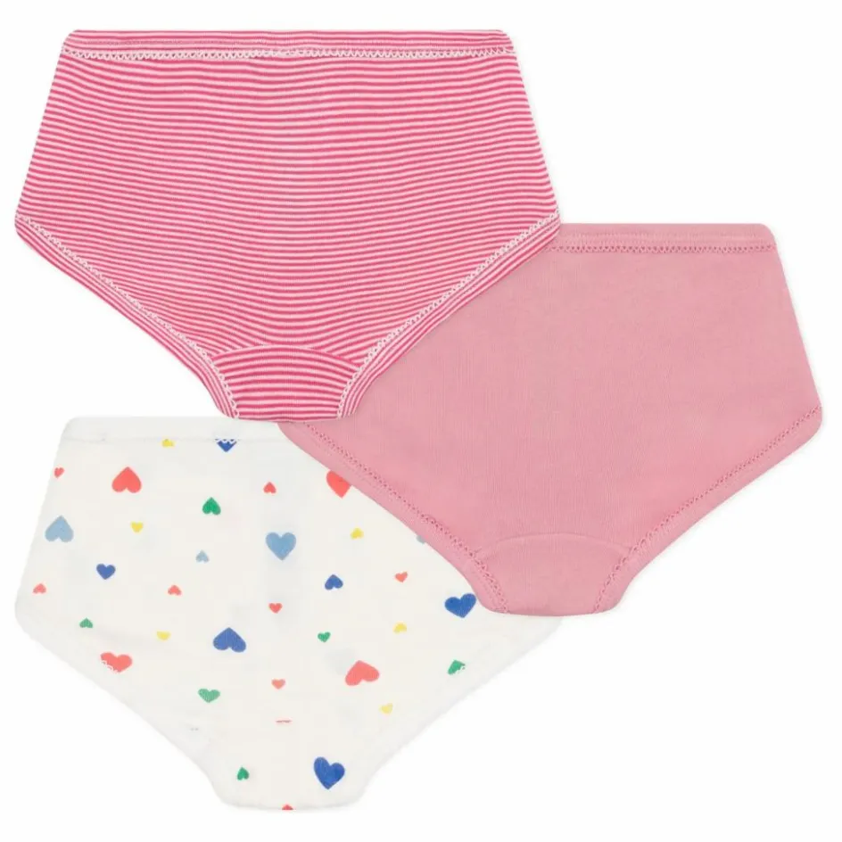 Best Petit Bateau Lot 3 Culottes Cœurs Coton Bio | Rose