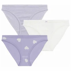 Femme Petit Bateau Lingerie, Chaussettes*Lot 3 Culottes Cœurs Coton Bio |