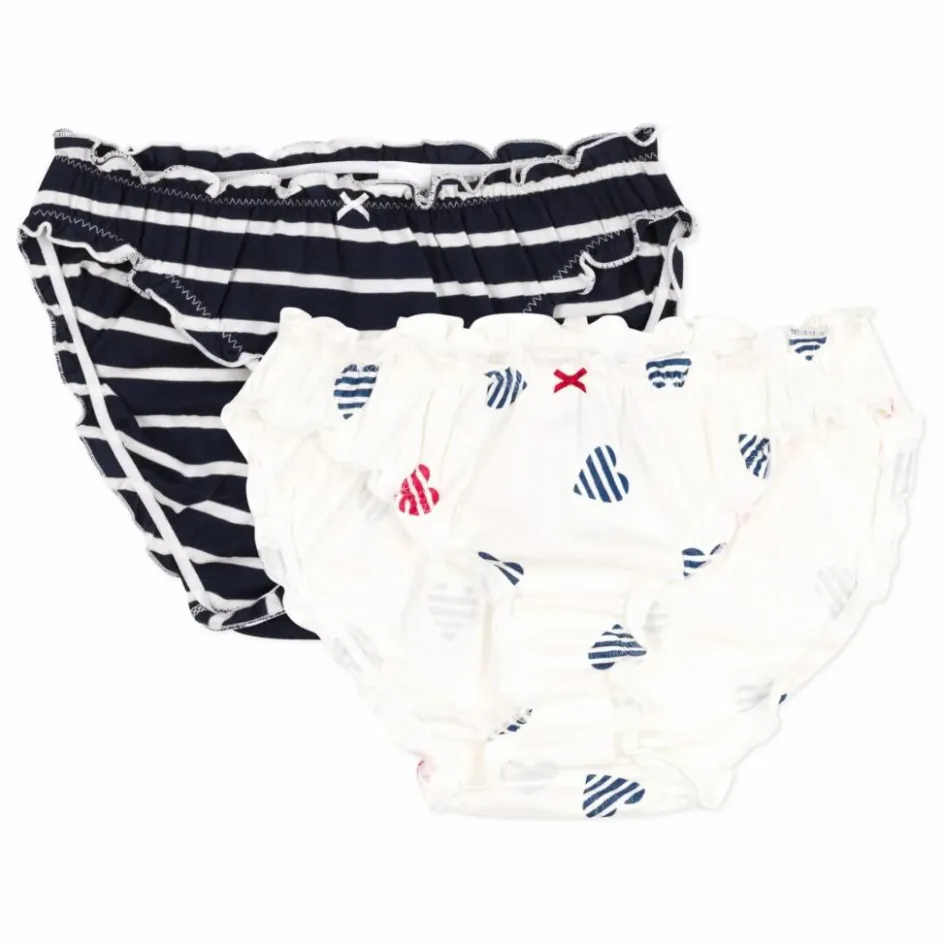 Femme Petit Bateau Lingerie, Chaussettes*Lot 2 Culottes Froufrou Coton Bio |