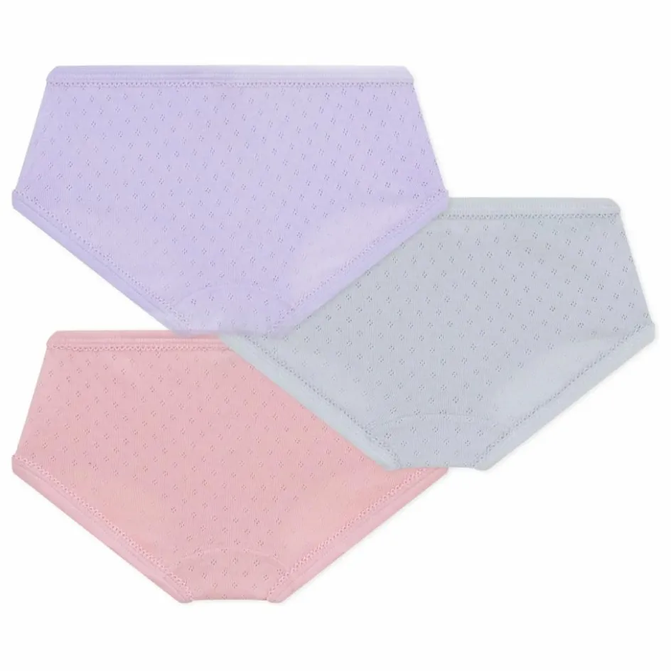 Hot Petit Bateau Lot 3 Culottes Pointelle Unies Coton Bio | Rose