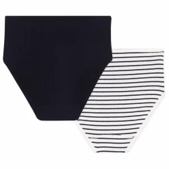 Discount Petit Bateau Lot 2 Culottes Tailles Hautes Rayées Coton Bio | Bleu marine