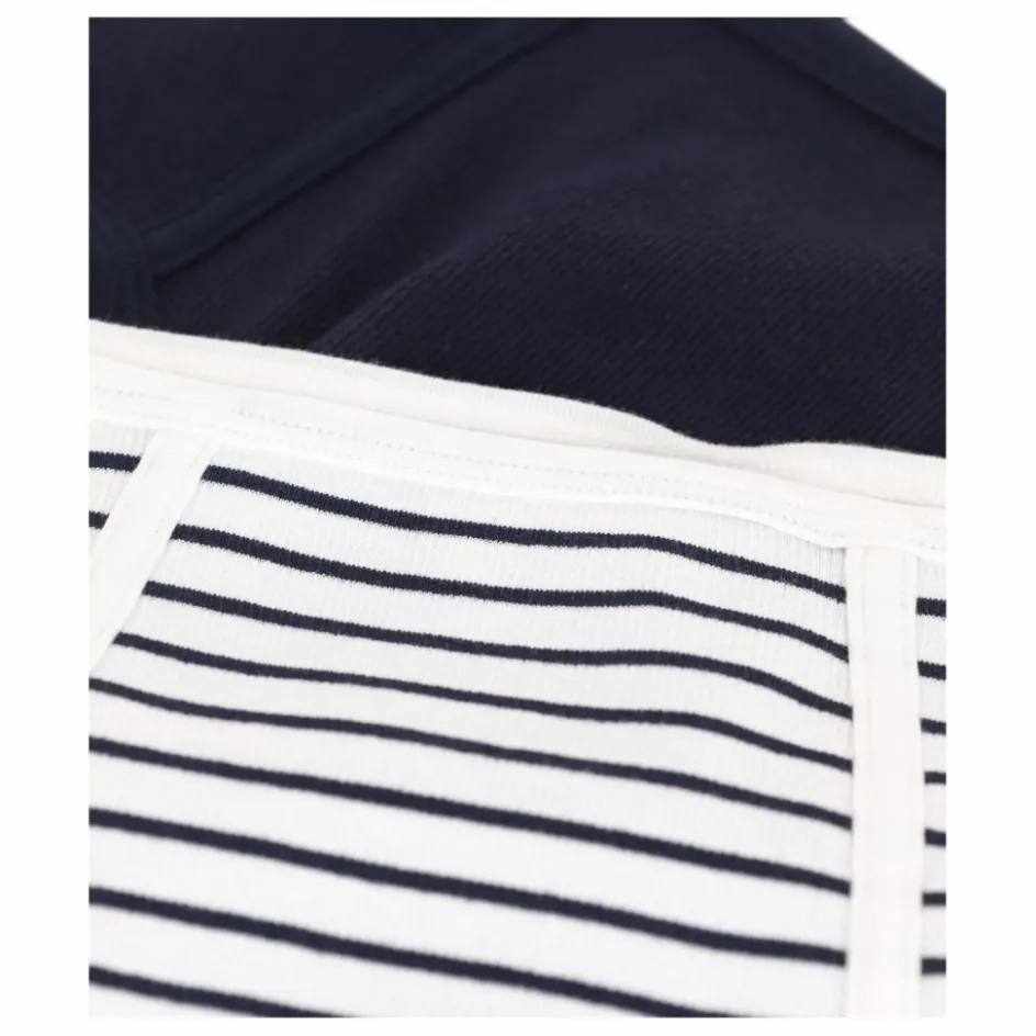 Discount Petit Bateau Lot 2 Culottes Tailles Hautes Rayées Coton Bio | Bleu marine